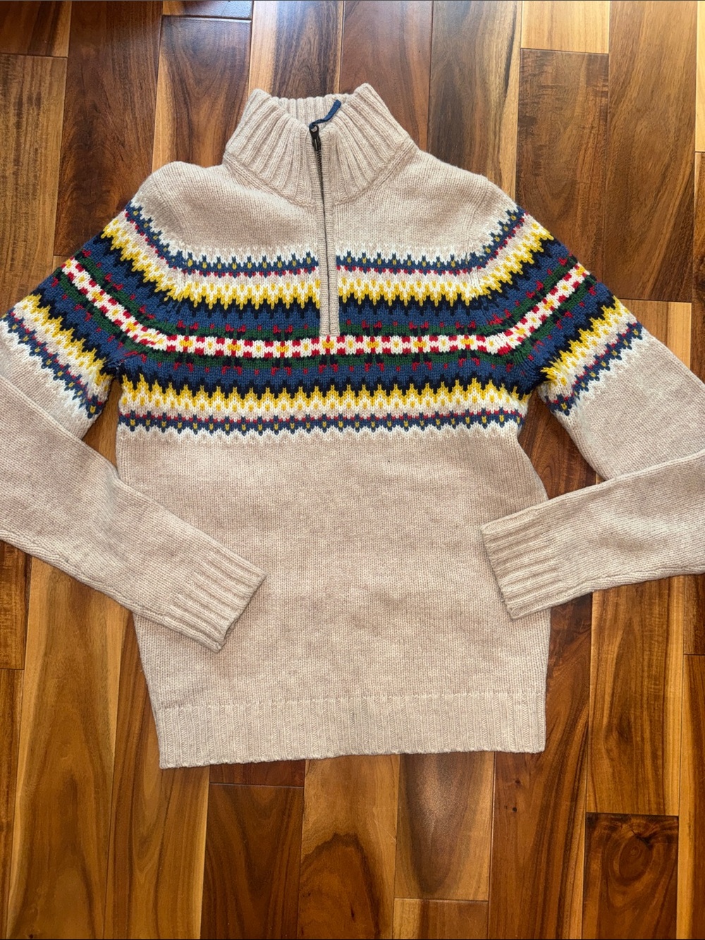 Mini Boden Boys Size 11-12 Quarter Zip Fair Isle Sweater